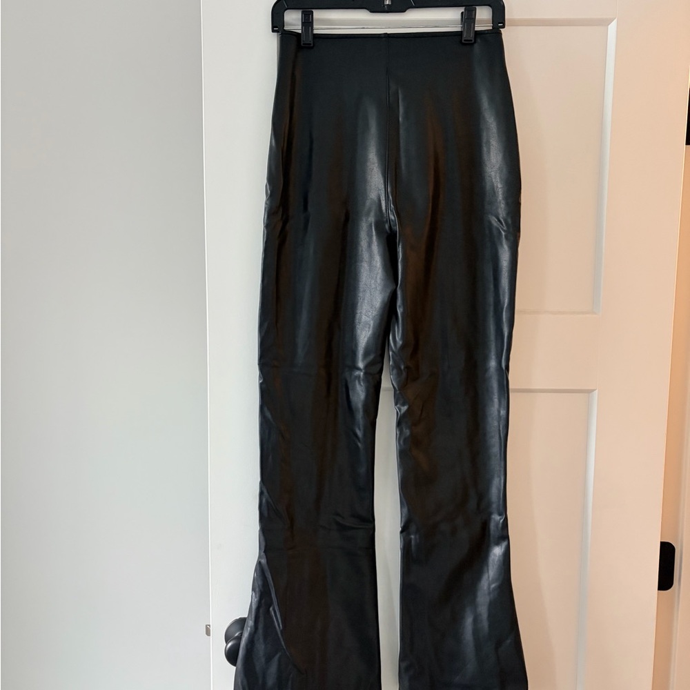 Abercrombie & Fitch Vegan Leather Black Flare Pants